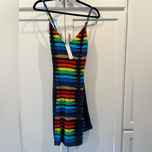 NWT. Alice + Olivia Alves Rainbow Tie-Dye Cross Cross Dress. NWT. - Picture 10 of 15